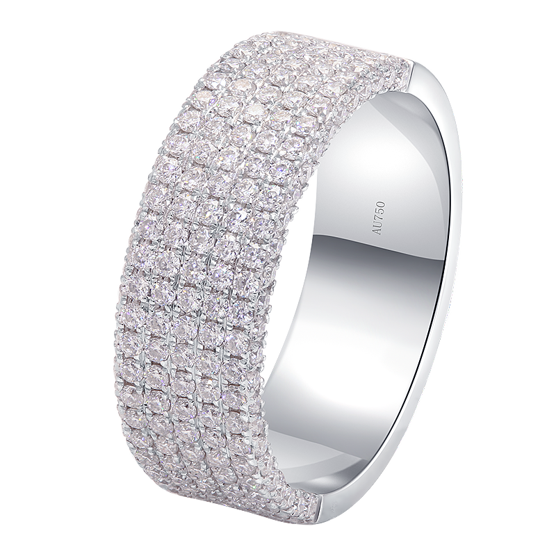 18k White Gold VS Diamonds Iced Band Ring