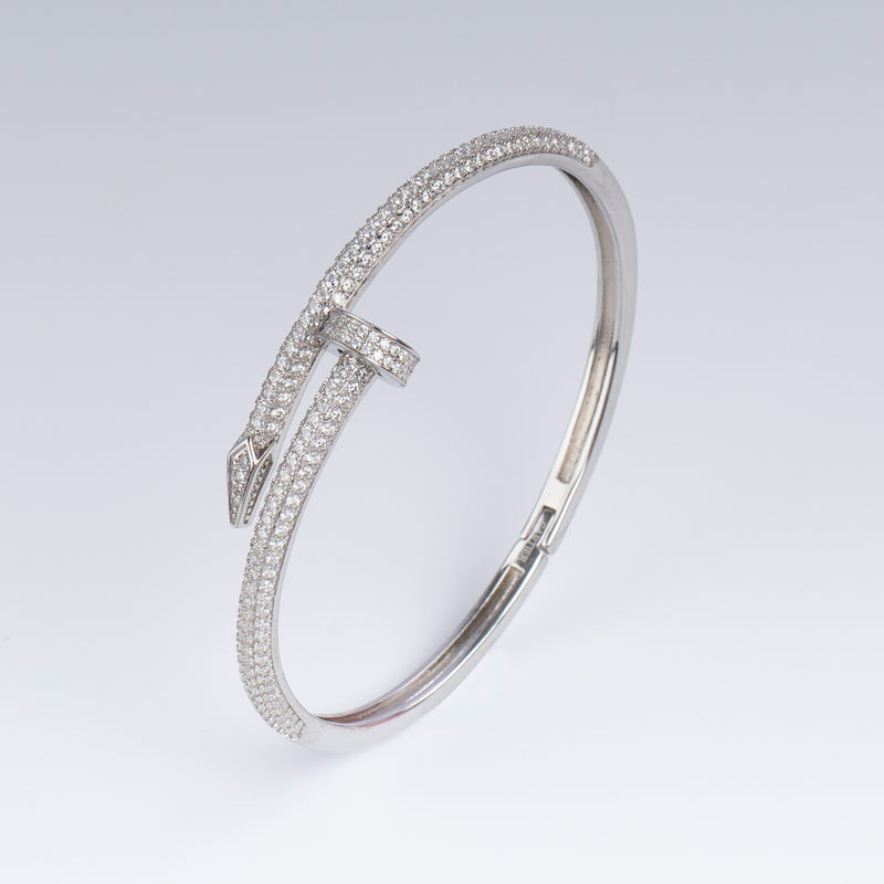 18k White Gold VS Diamonds Iced Nail Bracelet