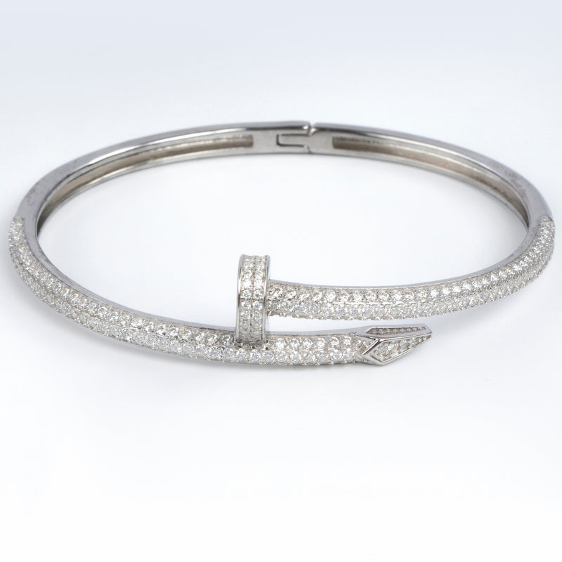 18k White Gold VS Diamonds Iced Nail Bracelet