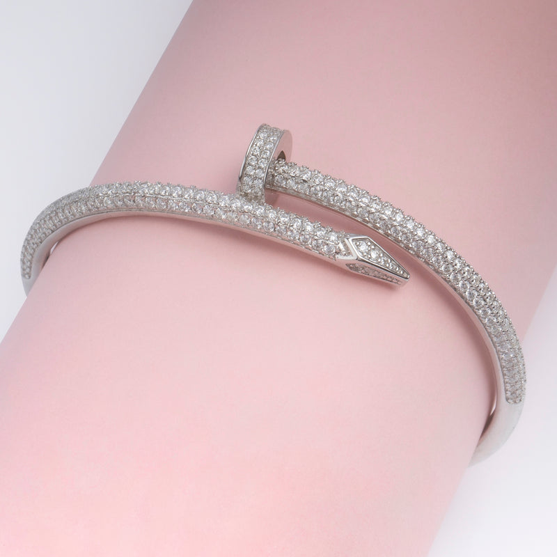 18k White Gold VS Diamonds Iced Nail Bracelet