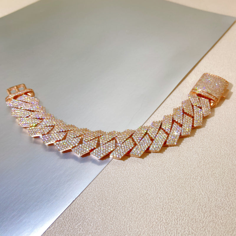 10k Rose Gold VVS Diamonds 18mm Prong Cuban Bracelet