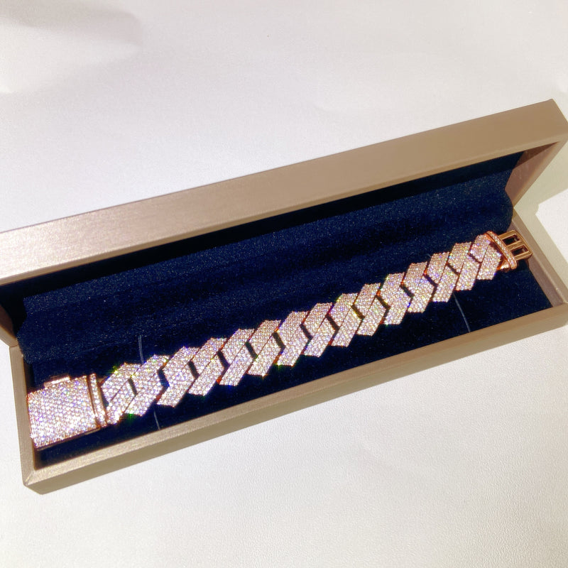 10k Rose Gold VVS Diamonds 18mm Prong Cuban Bracelet