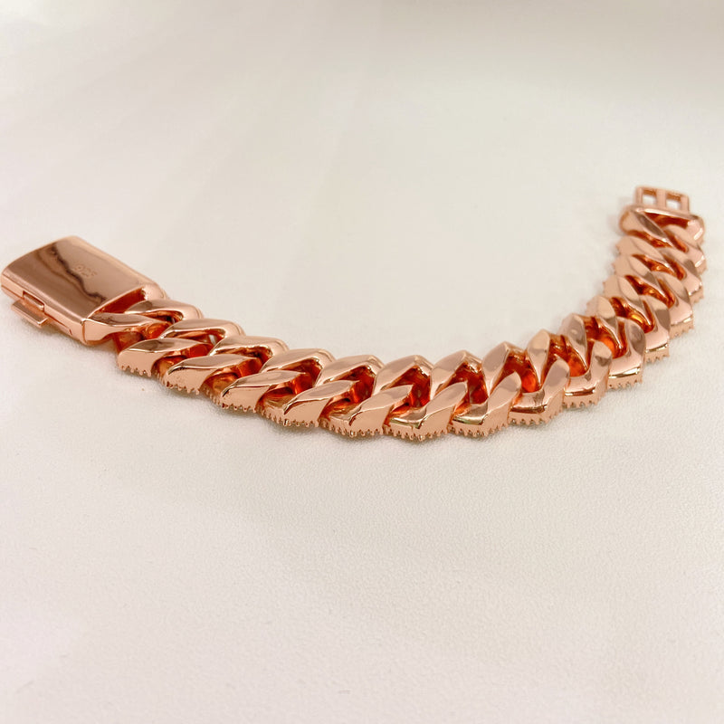 10k Rose Gold VVS Diamonds 18mm Prong Cuban Bracelet