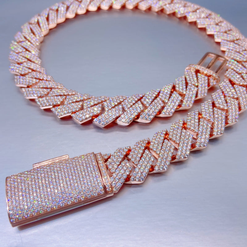 10k Rose Gold VVS Diamonds 18mm Prong Cuban Chain