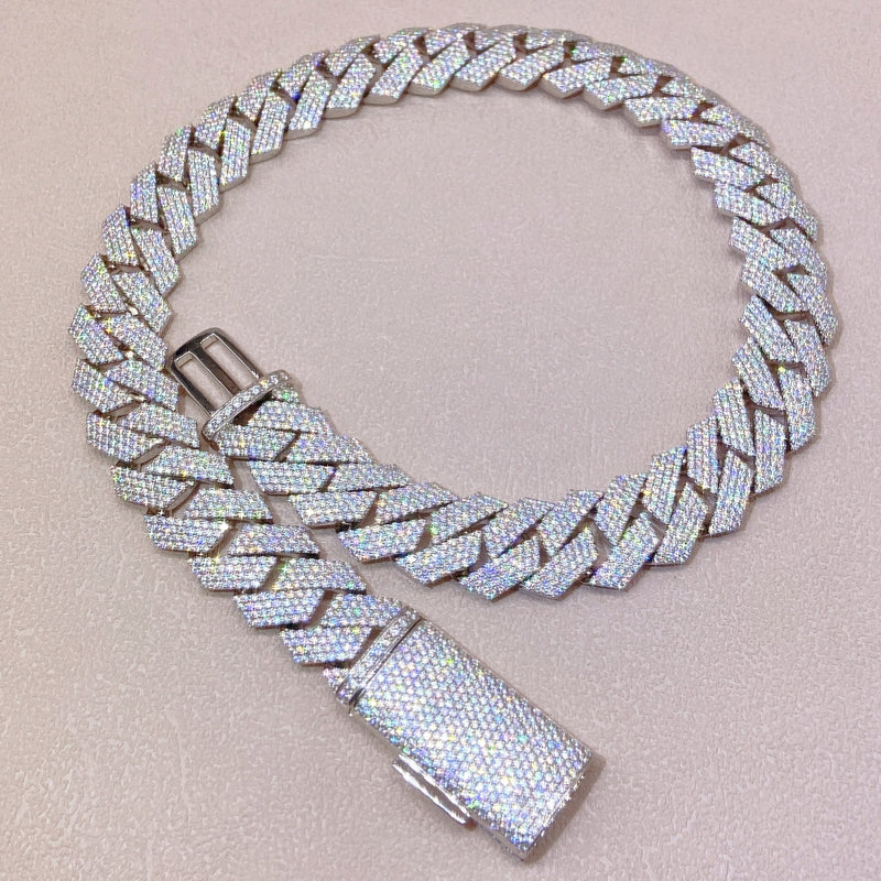 10k White Gold VVS Diamonds 18mm Prong Cuban Chain