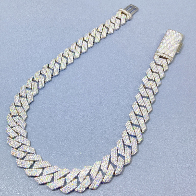 10k White Gold VVS Diamonds 18mm Prong Cuban Chain