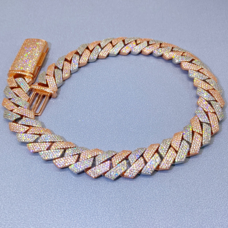 10k White & Rose Gold VVS Diamonds 20mm Prong Cuban Chain