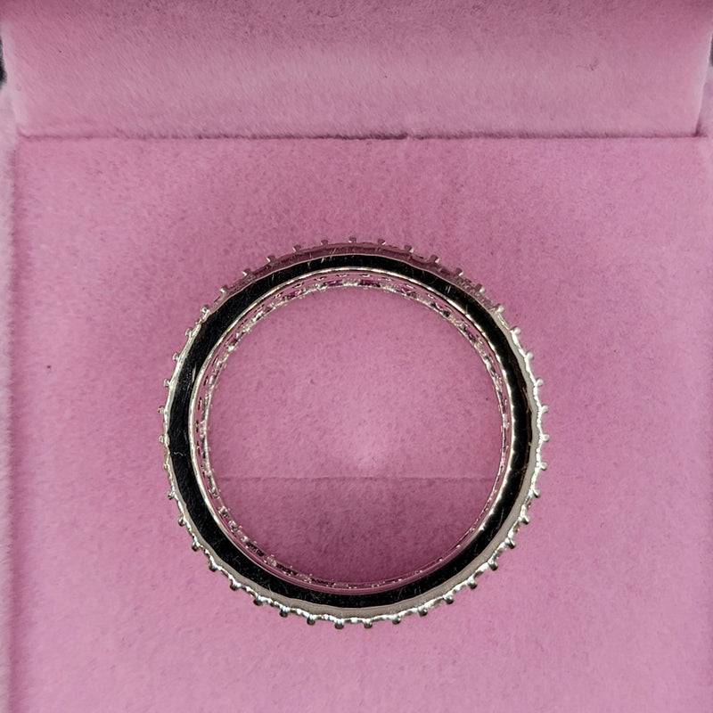 Women's 10k White Gold VS Diamonds & Pink Sapphires Ring