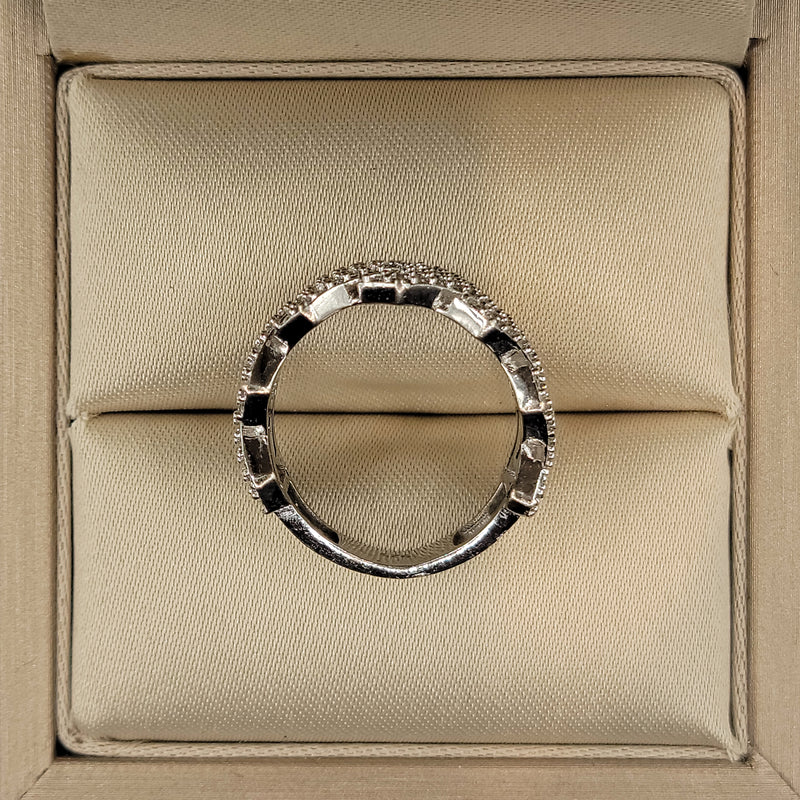 10k White Gold Si1 Diamonds Prong Cuban Ring